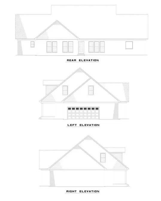 Rear Elevation for House Plan #319210