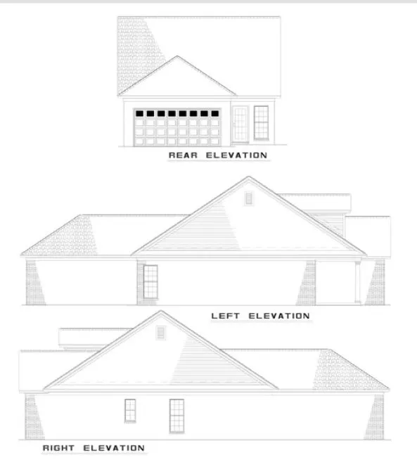 Rear Elevation for House Plan #310310