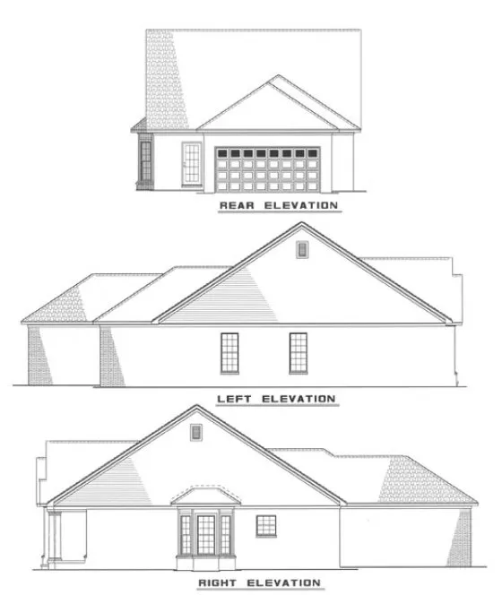 Rear Elevation for House Plan #313310