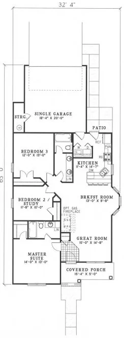 Main Floor Plan for House Plan #313310
