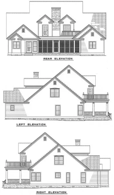 Rear Elevation for House Plan #314310