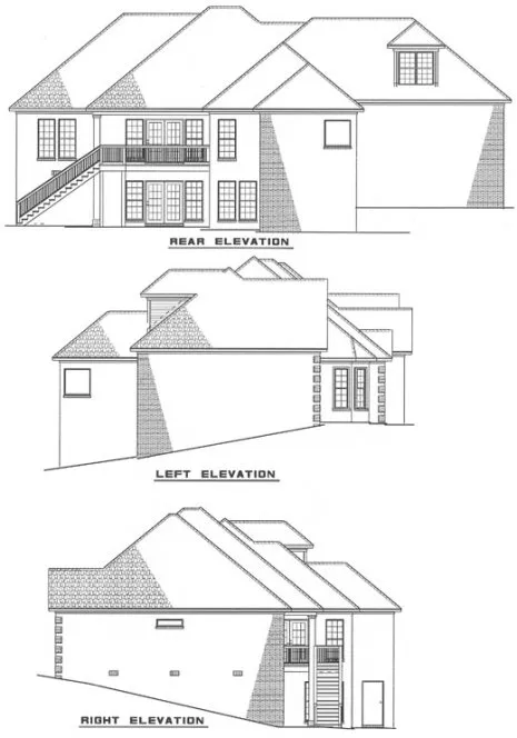 Rear Elevation for House Plan #316310