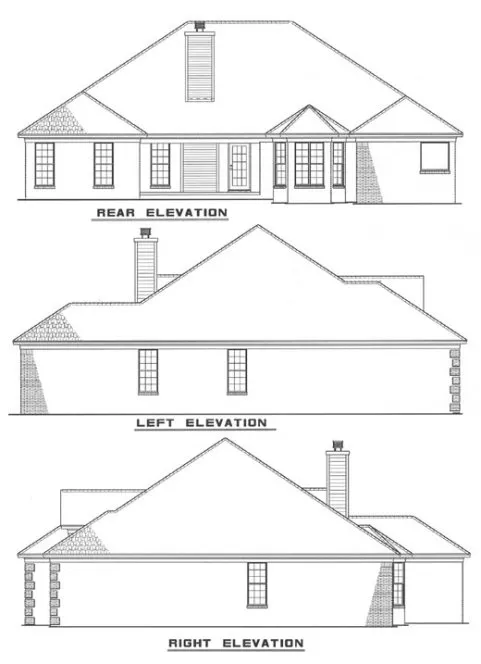 Rear Elevation for House Plan #310410