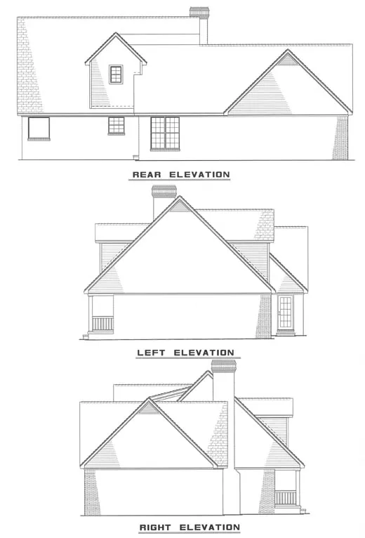 Rear Elevation for House Plan #312410