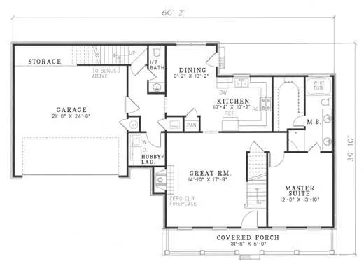 Main Floor Plan for House Plan #312410