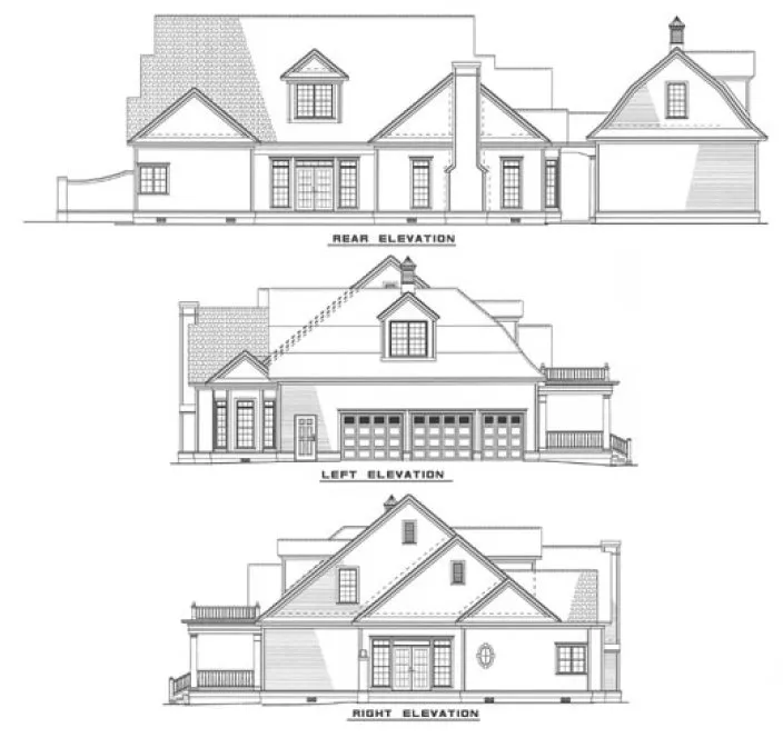 Rear Elevation for House Plan #313410