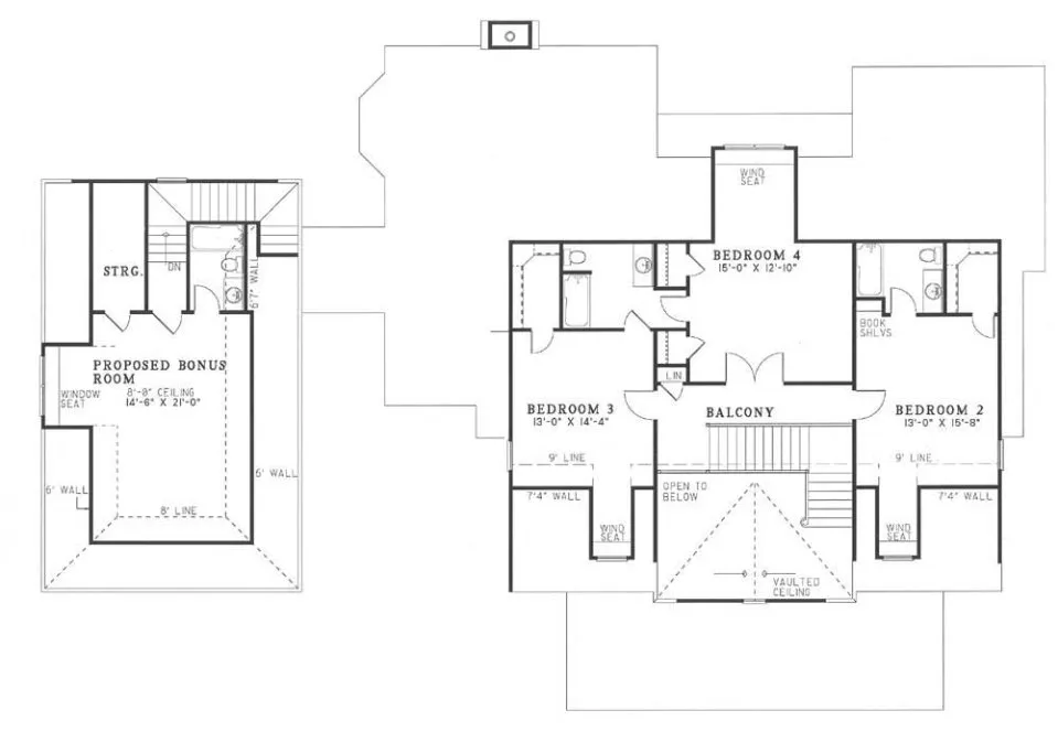 Second Floor Plan for House Plan #313410