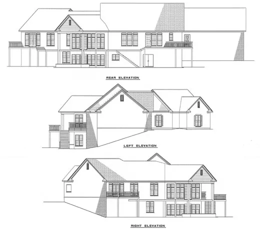 Rear Elevation for House Plan #314410