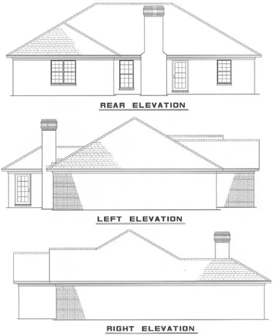 Rear Elevation for House Plan #315410