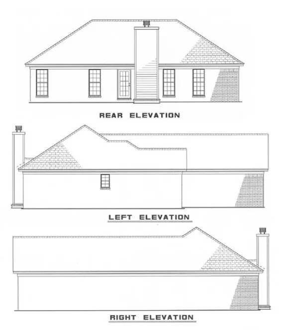 Rear Elevation for House Plan #316410