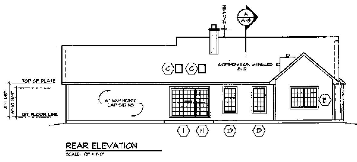 Rear Elevation for House Plan #188174