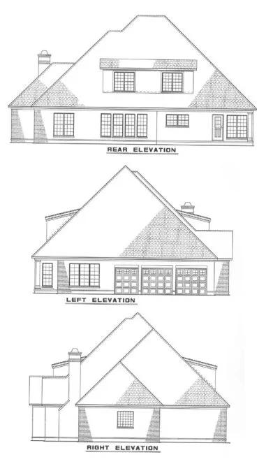 Rear Elevation for House Plan #311510