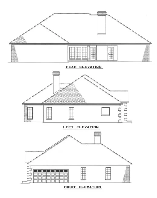 Rear Elevation for House Plan #312510