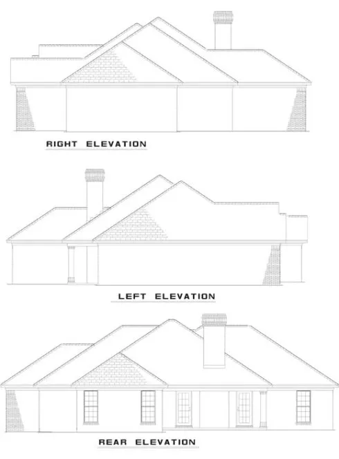 Rear Elevation for House Plan #313510