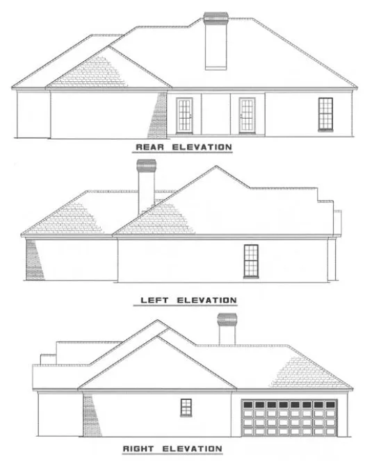 Rear Elevation for House Plan #314510