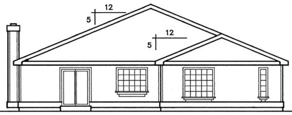 Rear Elevation for House Plan #161130