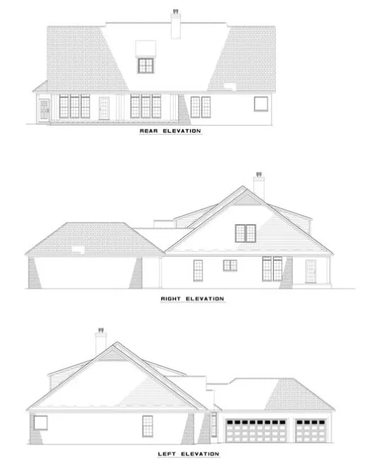 Rear Elevation for House Plan #319710