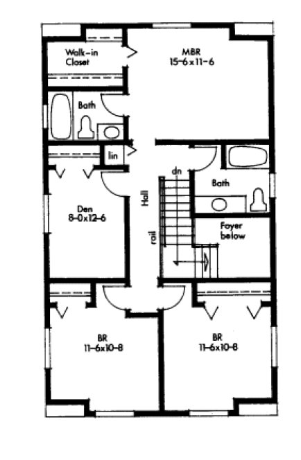 Second Floor Plan for House Plan #200232
