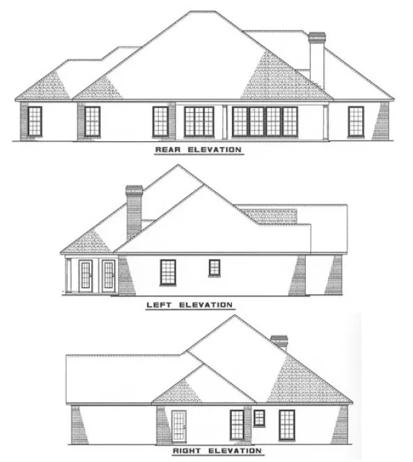 Rear Elevation for House Plan #316510