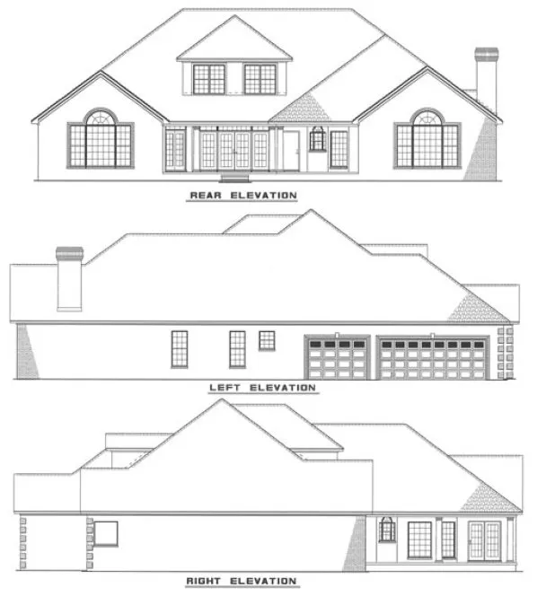 Rear Elevation for House Plan #317510