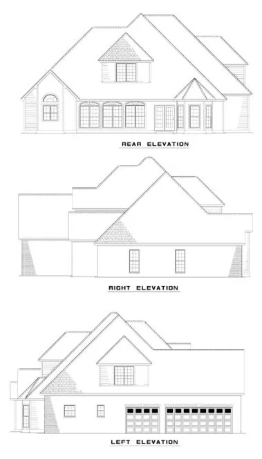 Rear Elevation for House Plan #311610