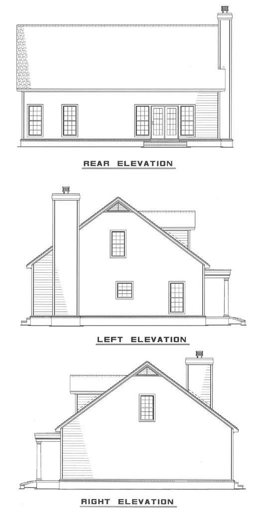 Rear Elevation for House Plan #312610