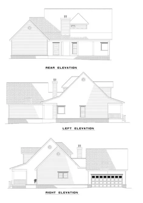 Rear Elevation for House Plan #313610