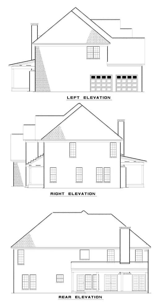 Rear Elevation for House Plan #314610