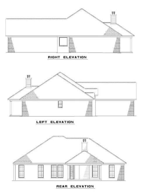 Rear Elevation for House Plan #315610
