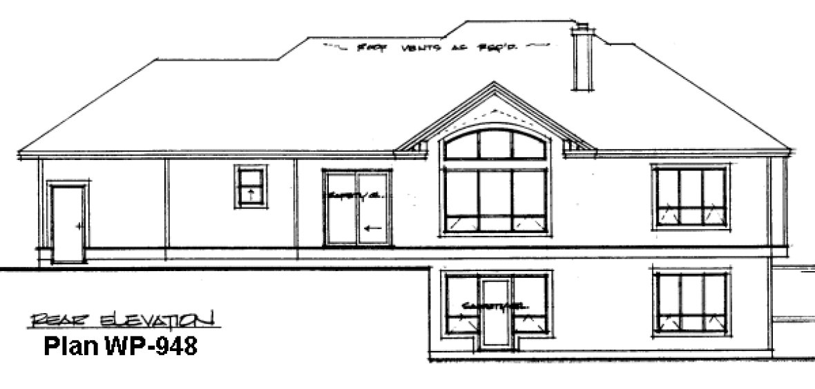 Rear Elevation for House Plan #200948