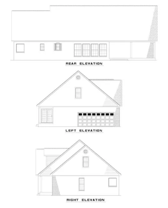 Rear Elevation for House Plan #310810
