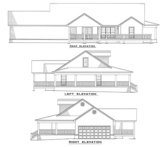 Rear Elevation for House Plan #318710