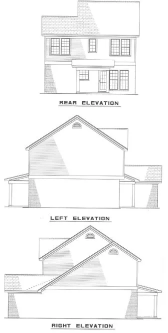 Rear Elevation for House Plan #318810