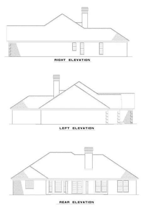 Rear Elevation for House Plan #310910