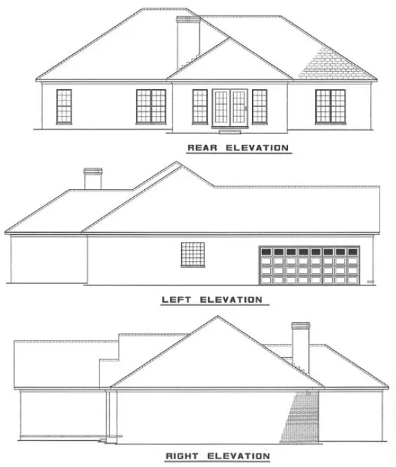 Rear Elevation for House Plan #314910