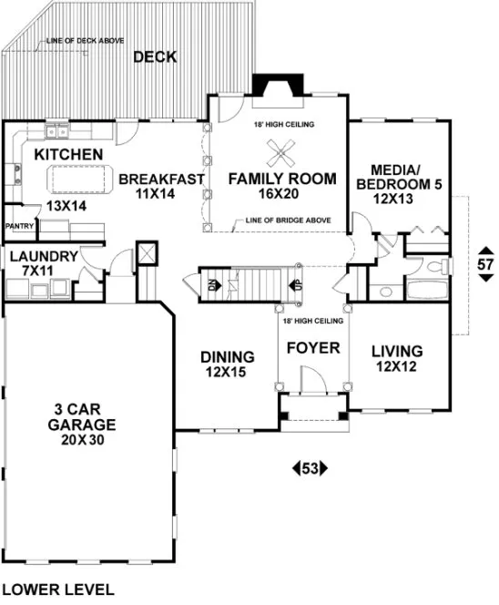 Main Floor Plan for House Plan #277013