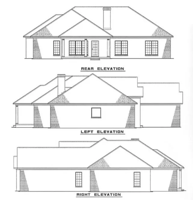 Rear Elevation for House Plan #315910