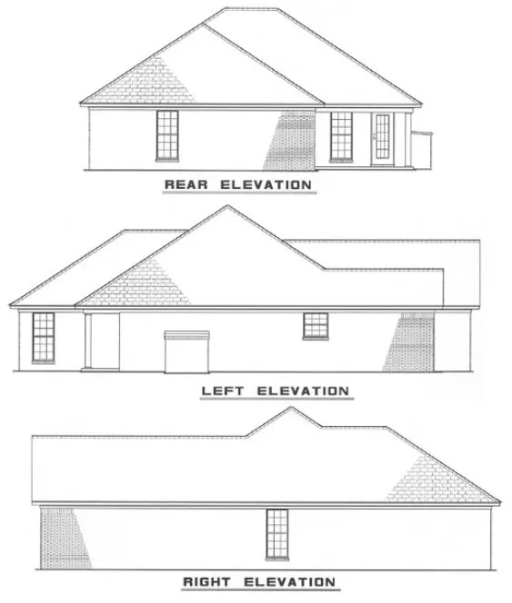 Rear Elevation for House Plan #310020