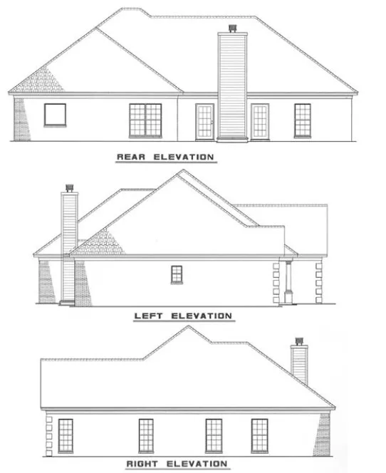 Rear Elevation for House Plan #311020