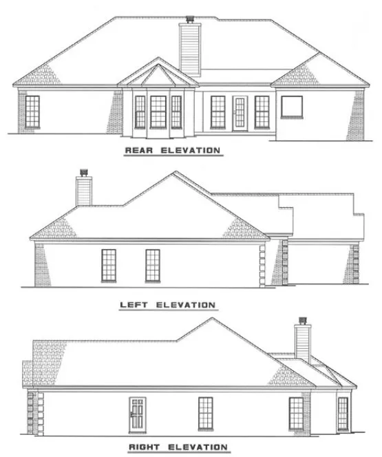 Rear Elevation for House Plan #314020