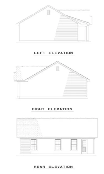 Rear Elevation for House Plan #317020