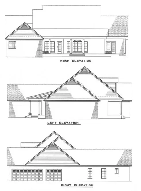 Rear Elevation for House Plan #319020