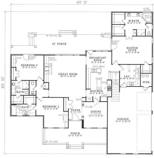 Main Floor Plan for House Plan #319020