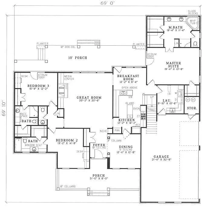 Main Floor Plan for House Plan #319020