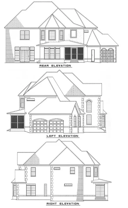 Rear Elevation for House Plan #312120