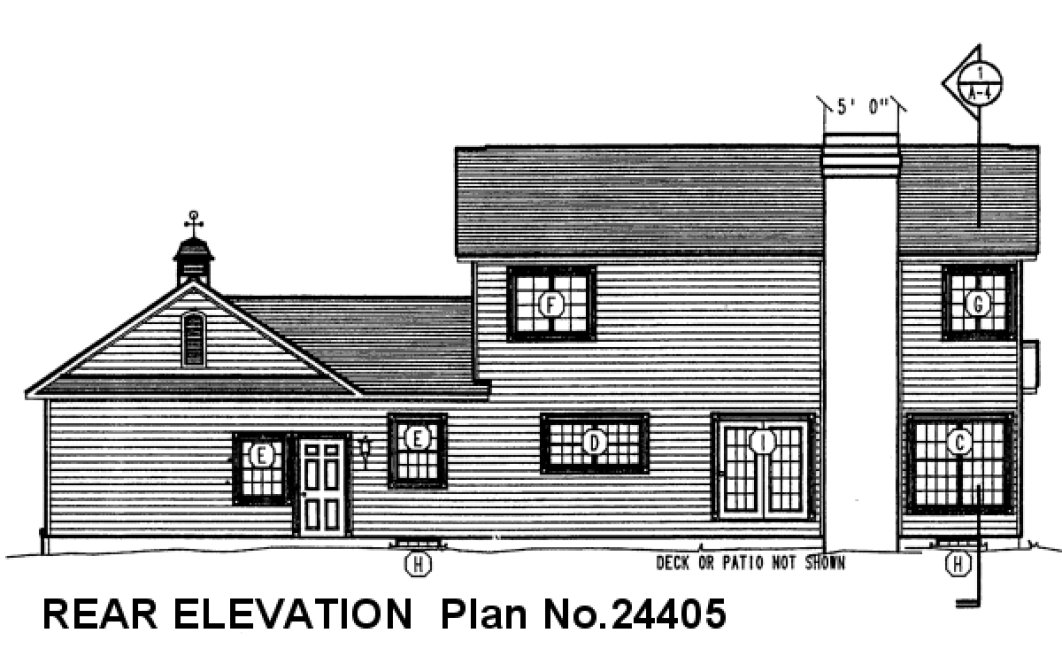 Rear Elevation for House Plan #185442