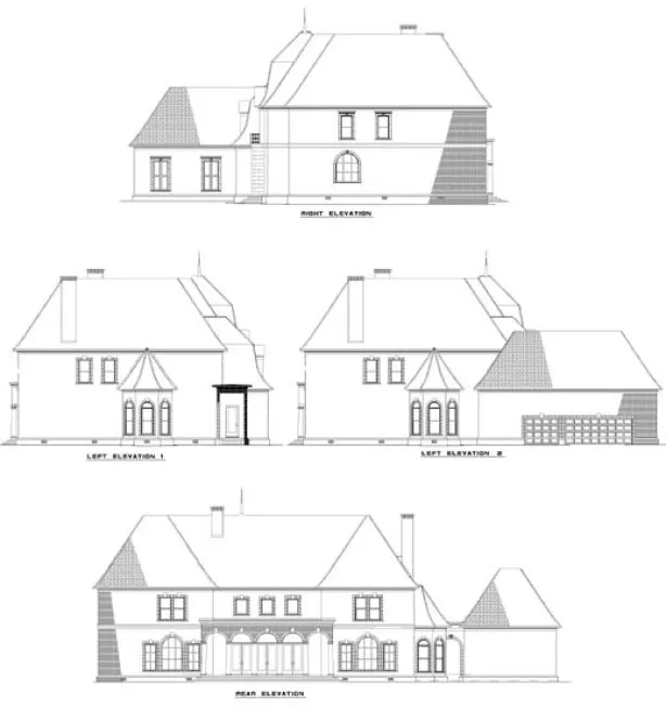 Rear Elevation for House Plan #315120