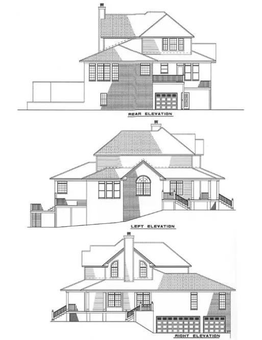 Rear Elevation for House Plan #317120