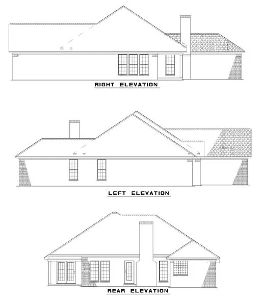 Rear Elevation for House Plan #319120