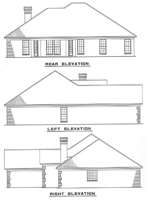 Rear Elevation for House Plan #310220